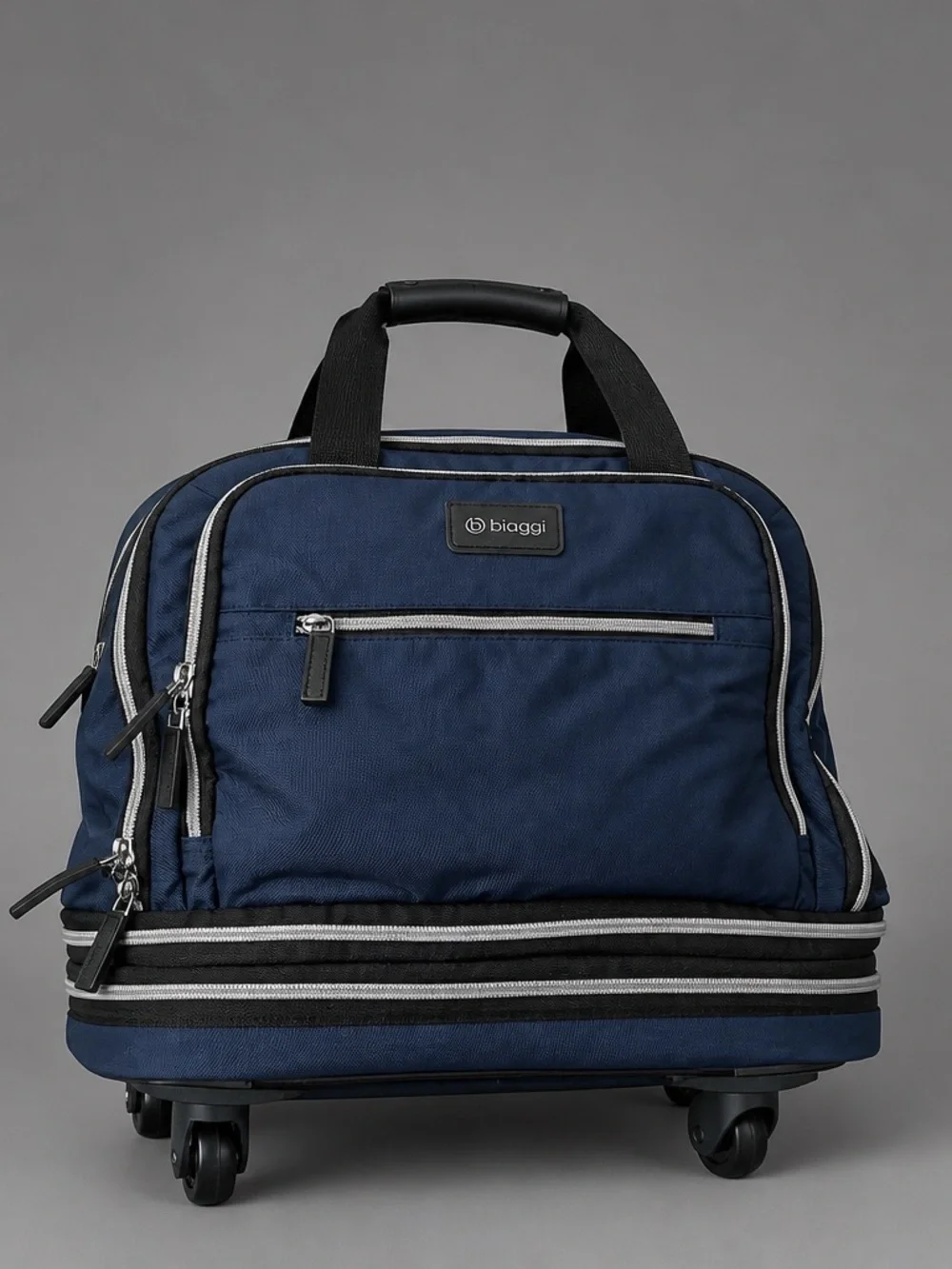 Biaggi Navy Rolling Travel Duffel with Front Zip Pocket